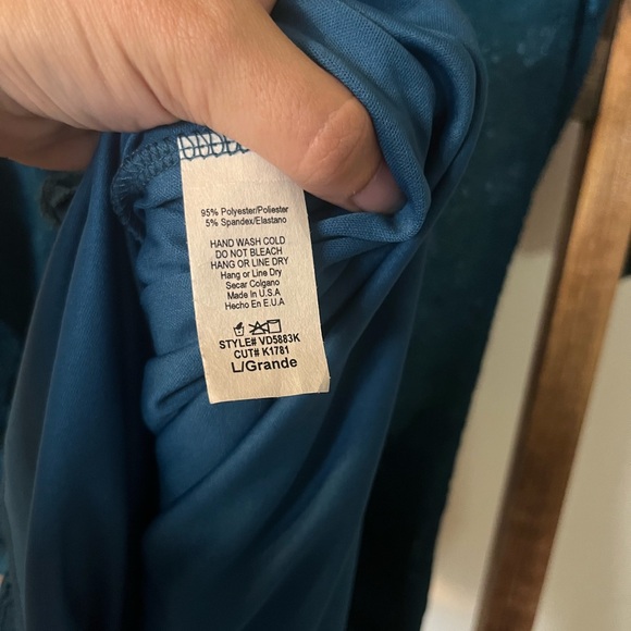 PINKBLUSH Maternity Blue Lace Maxi Dress Lined 3/4 Sleeve Round Neck Size L - Picture 4 of 4